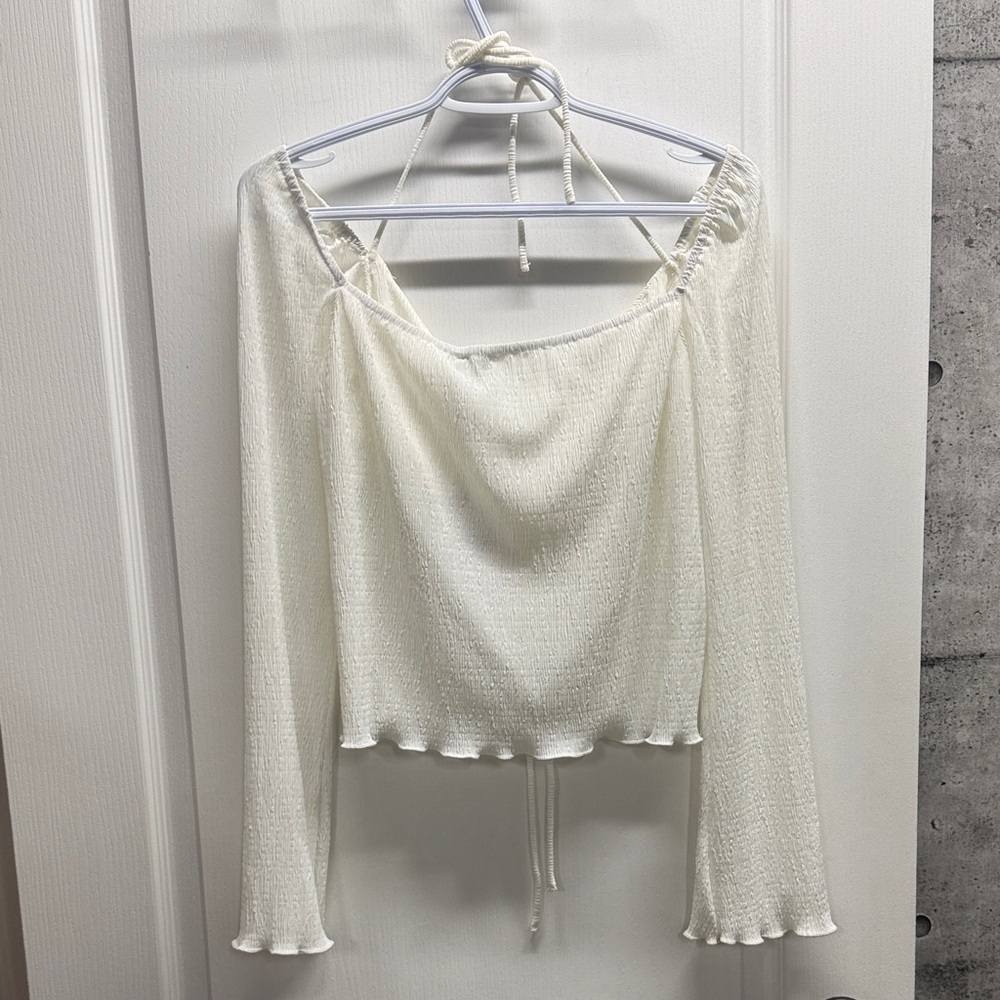 Princess Polly Cream Tie-Front Top - Picture 3 of 5
